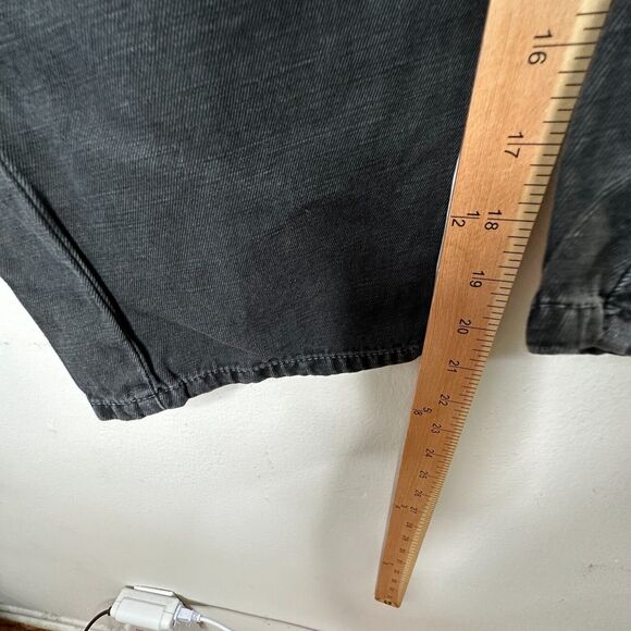 Nili Lotan Muted Black Drop Crotch Button Front Cropped Denim Jeans Size 6 - Picture 13 of 14